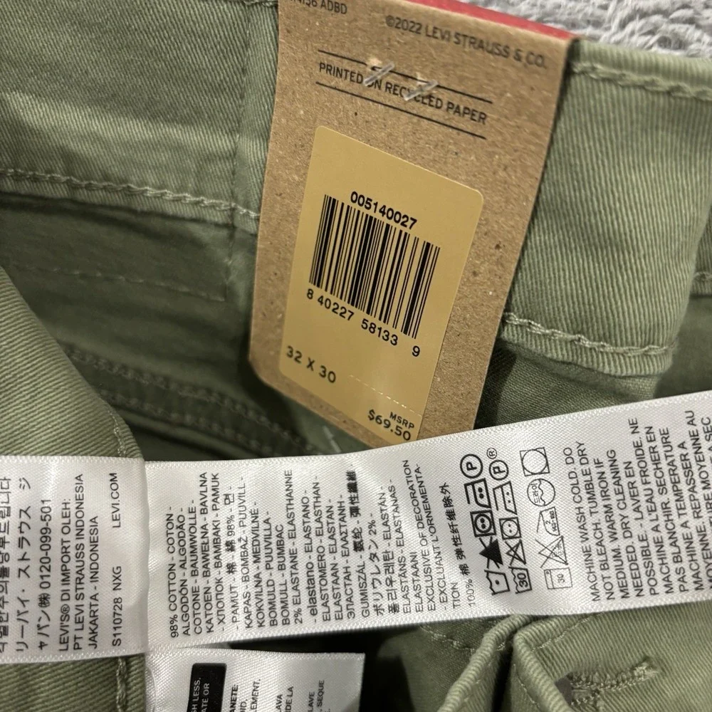 Levi's 514 Jeans Men's 32x30 Straight Mid Rise Premium Soft Twill Olive Green